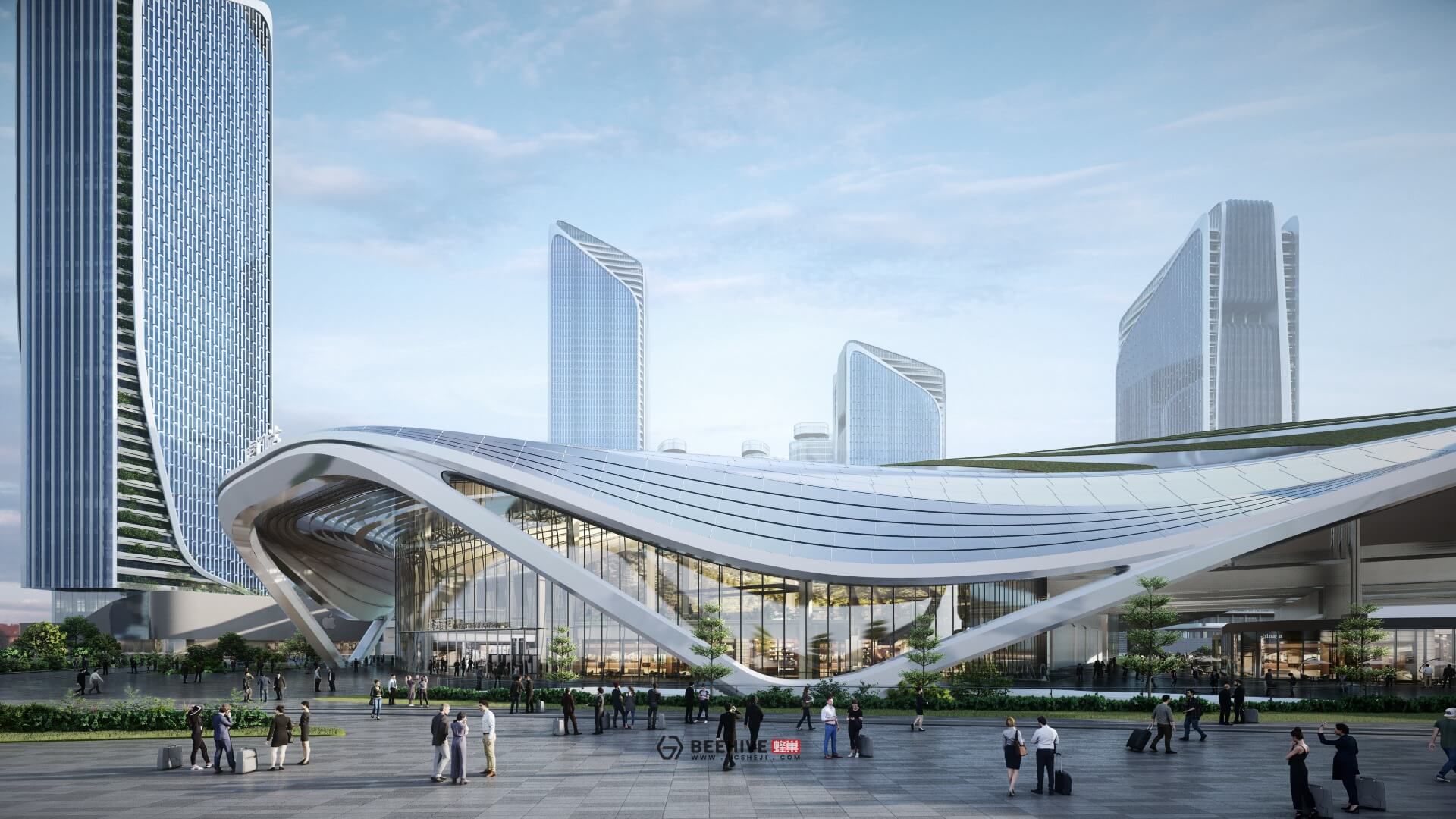 Humen High Speed Rail Station Expansion Project Master Plan, rendered in Lumion by Beehive. 