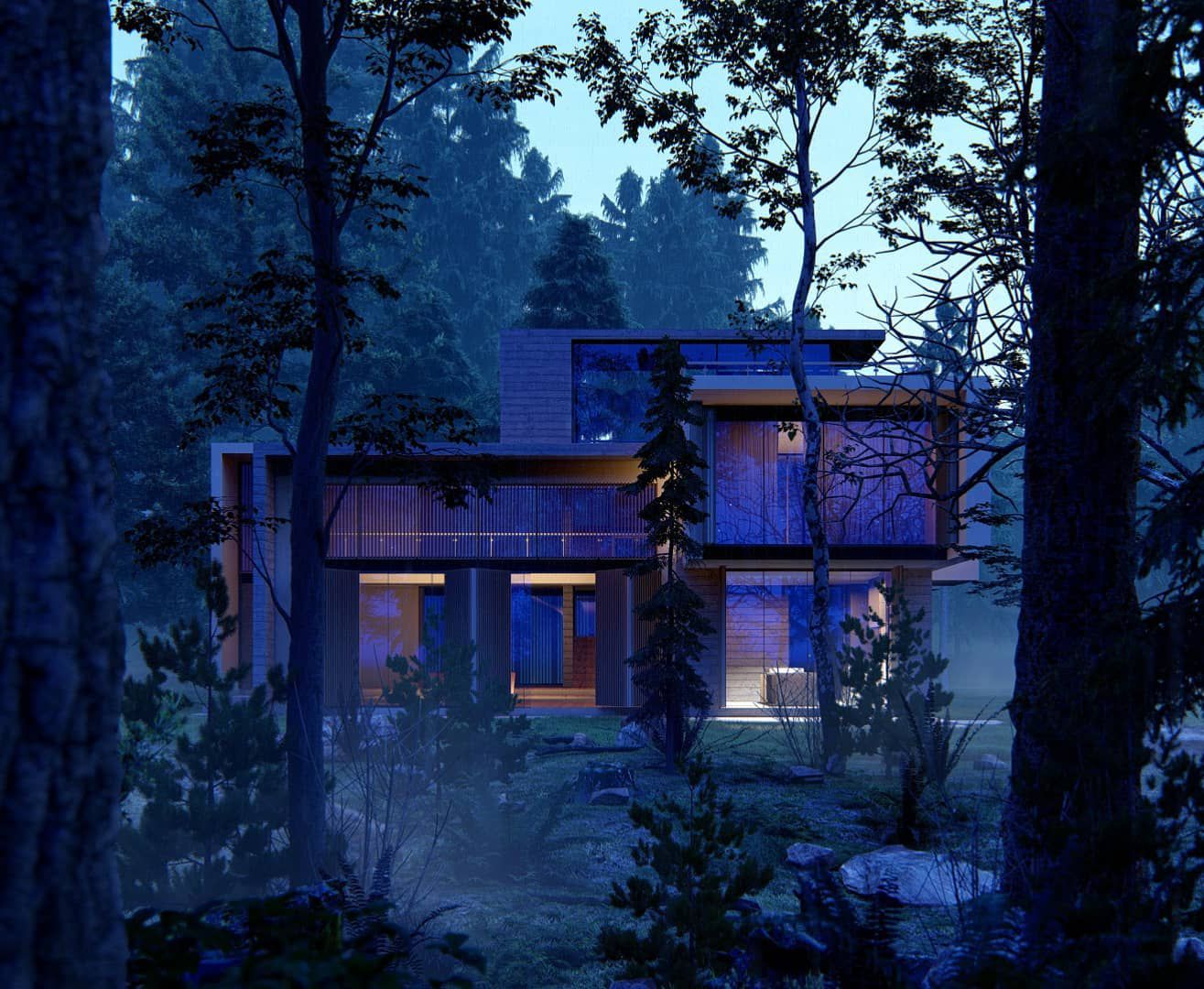 House in the woods (evening light), model provided by Diego Tapia.