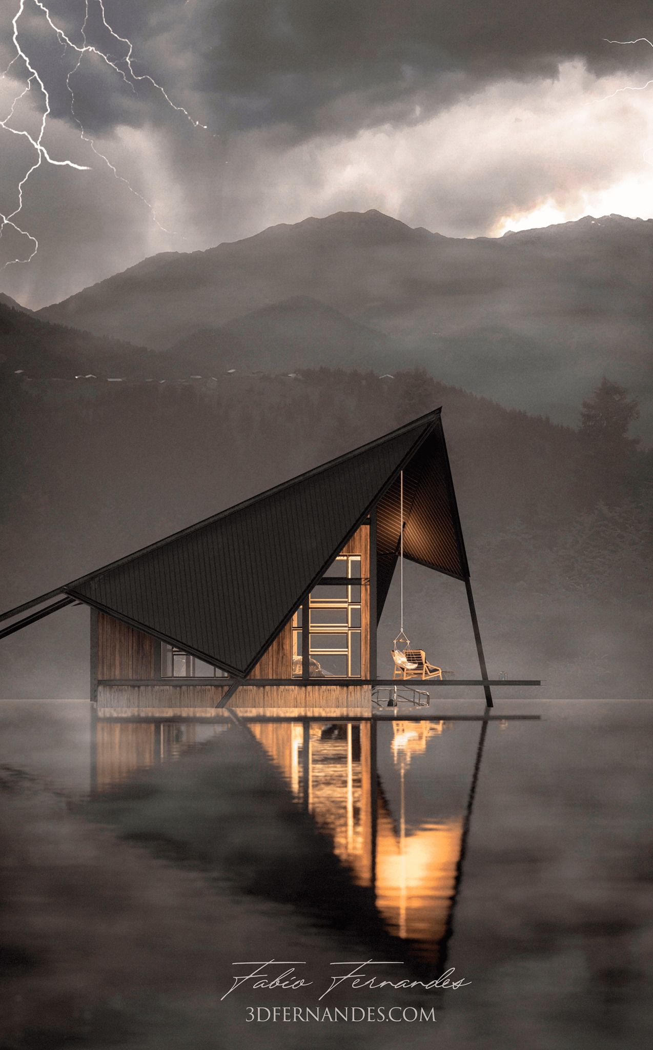 Cabin on the lake, rendered in Lumion 11.3 by Fabio Fernandes.